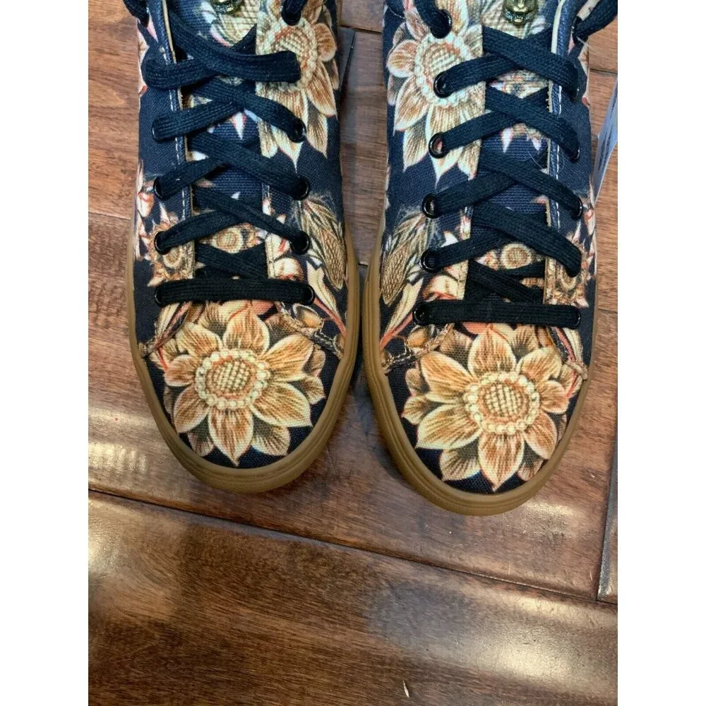 GUCCI Black & Tan Floral Lace-Up Sneakers Flats, Size 6 (US) - Picture 5 of 9